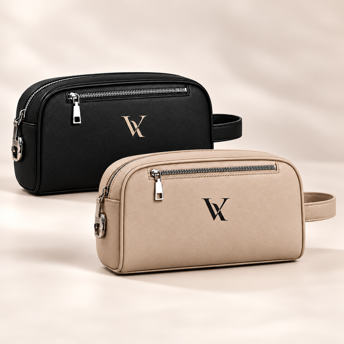 VEYI studio product photography — black and beige variants
